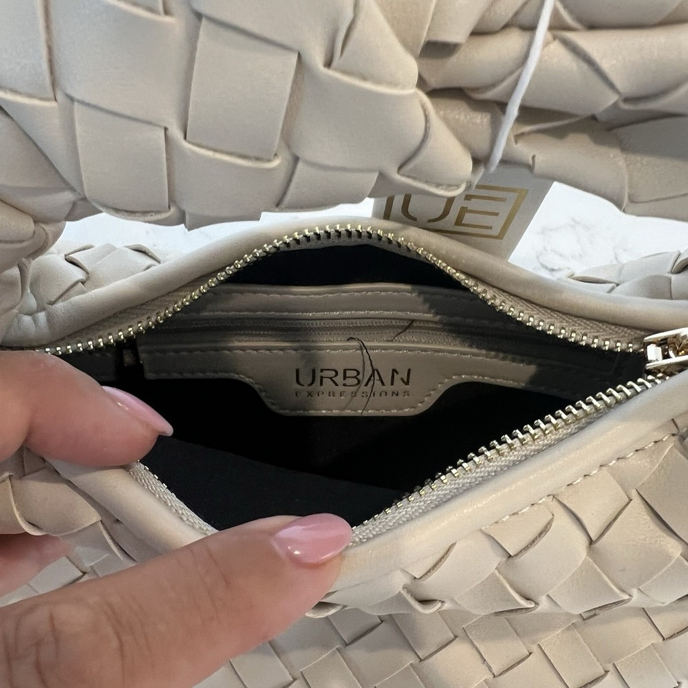 Urban Expressions Natural Faux-Leather Tracy Woven Hobo Purse Vegan‎ Oatmilk NWT - Picture 5 of 5